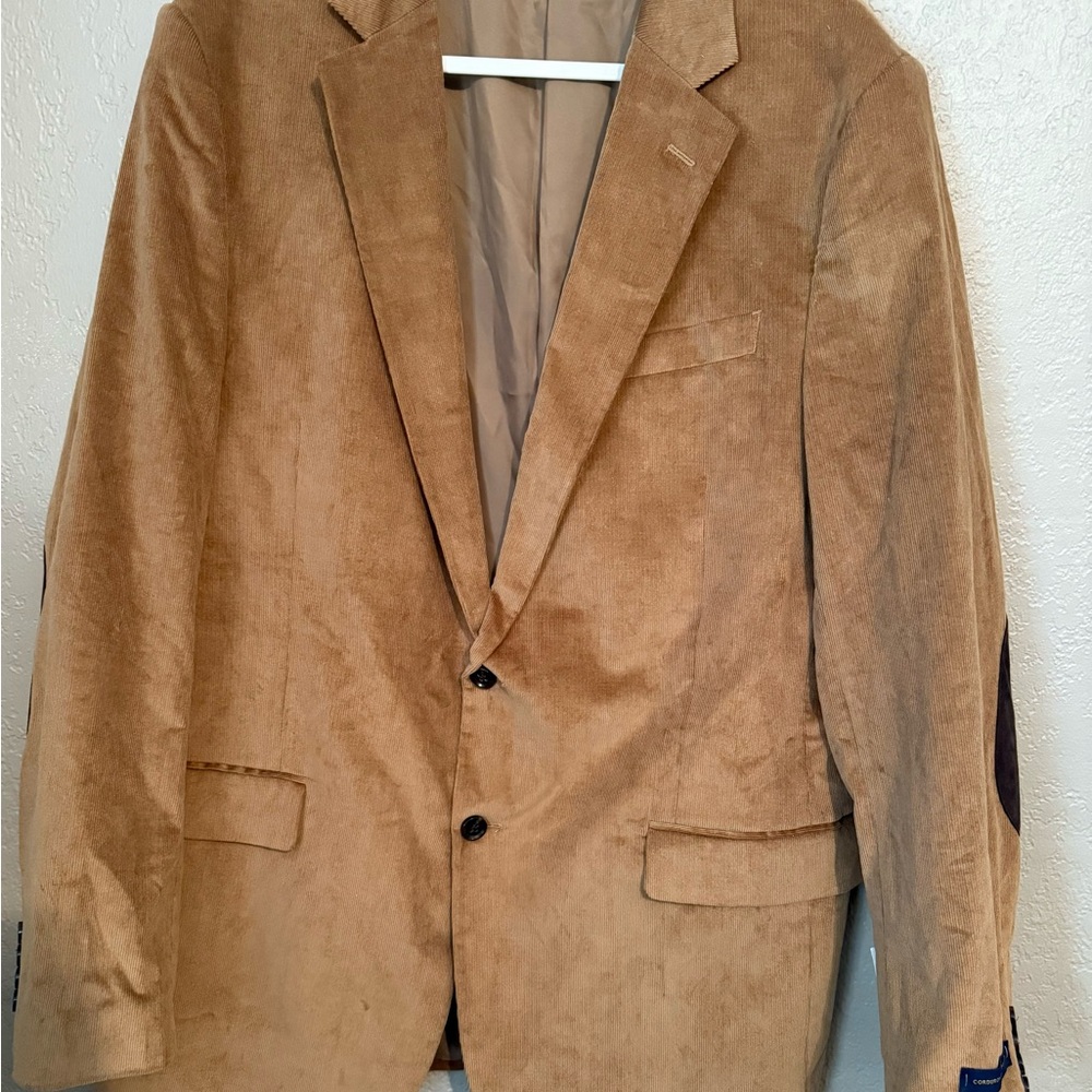 NWT Stafford Men's Tan Corduroy Blazer with Elbow Patches